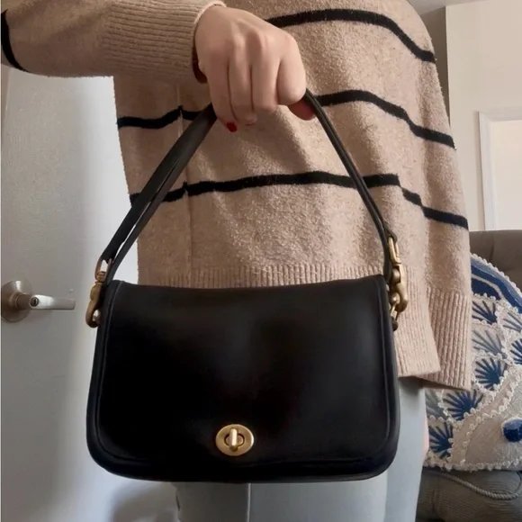 Coach Vintage Full Leather Penny Pocket Crossbody with Removable Strap - Black - Picture 4 of 9